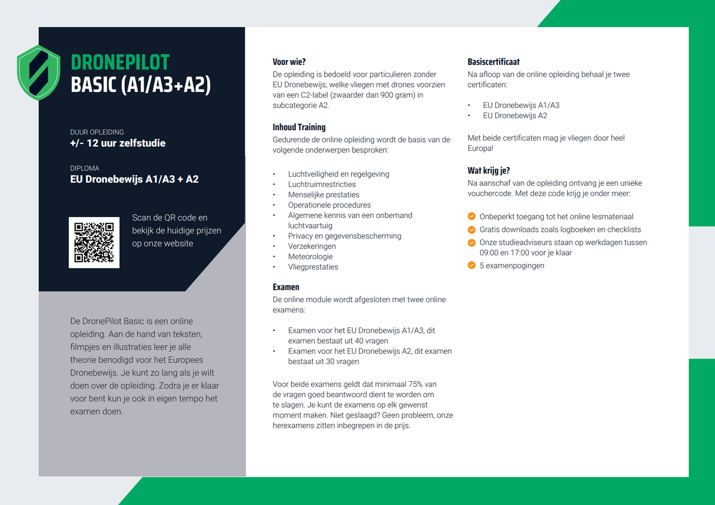 A1/A3 + A2 Vliegbewijs Opleiding + Pas