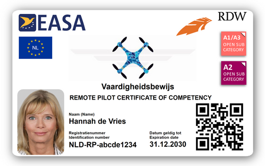 Drone Vliegbewijs met Pasfoto - A1/A3, A2, STS